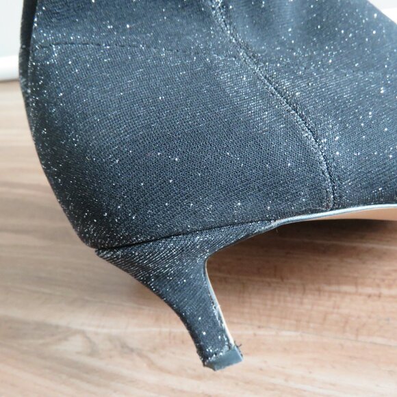REBECCA MINKOFF Sayres Glitter Kitten Heel Sock Booties in Black - Size US 8 - Picture 9 of 13